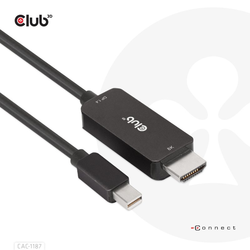 CLUB3D MiniDisplayPort 1.4 to HDMI 4K120Hz or 8K60Hz HDR10 Cable M/M 1.8m / 6ft