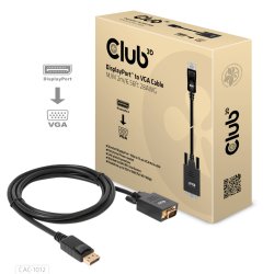 CLUB3D CAC-1012 câble vidéo et adaptateur 2 m DisplayPort VGA (D-Sub) Noir
