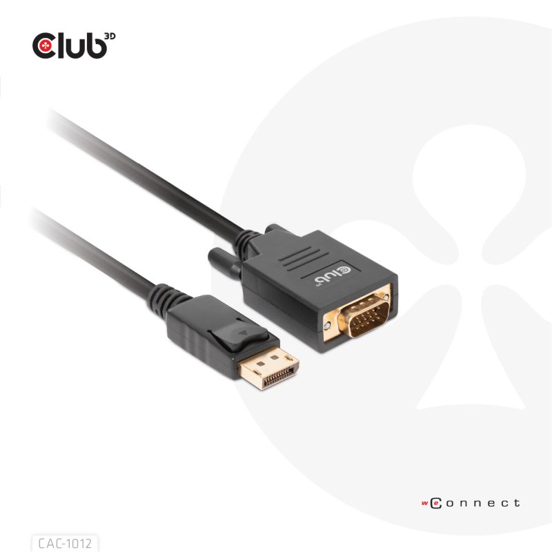 CLUB3D CAC-1012 câble vidéo et adaptateur 2 m DisplayPort VGA (D-Sub) Noir