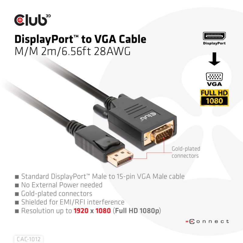 CLUB3D DisplayPort to VGA Cable M/M