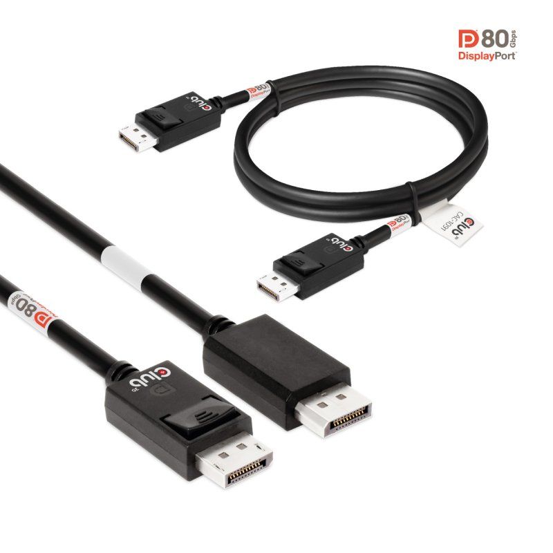 CLUB3D DisplayPort 2.1 Bi-Directional VESA DP80 Certified Cable 4K240Hz, 8K60Hz or 10K30Hz M/M 1.2m/3.94ft
