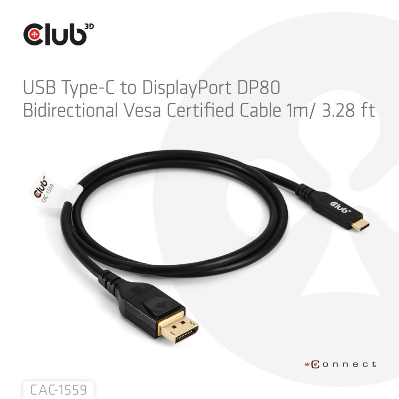 Club3D Kabel USB Typ C - DP 2.1 1m 10K60Hz St/St