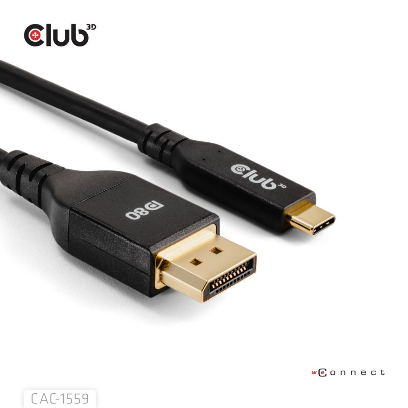 CLUB3D USB Type C Cable to DP 2.1 Bi-Directional VESA DP80 Certified Cable M/M 1m/3.28ft