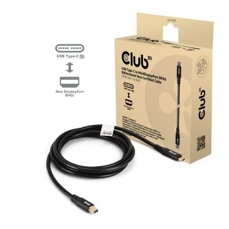 CLUB3D CAC-1561 câble DisplayPort 2 m Mini DisplayPort USB Type-C Noir