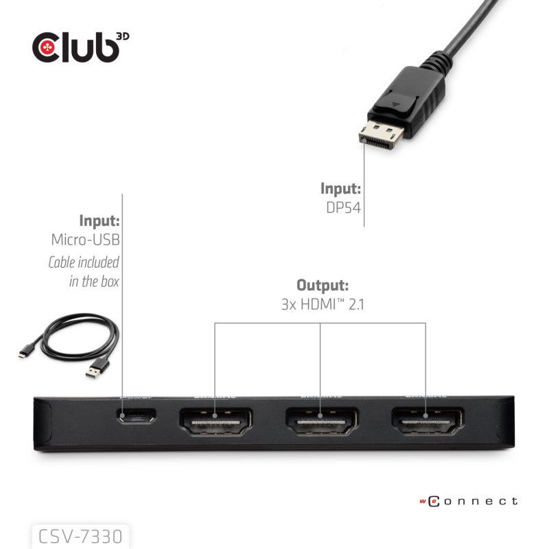 CLUB3D CSV-7330 hub & concentrateur DisplayPort