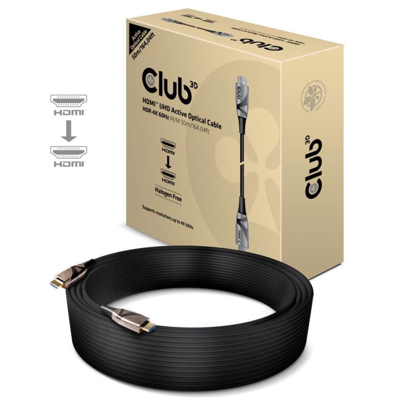 Club3D HDMI-Kabel A - A 2.0 aktiv opt. 4K60Hz UHD 50 Meter retail