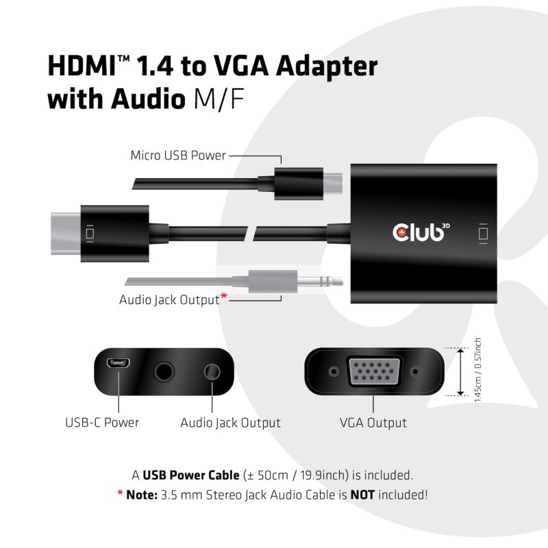 Club3D Adapter HDMI 1.4 VGA (mit Audio) St/Bu retail