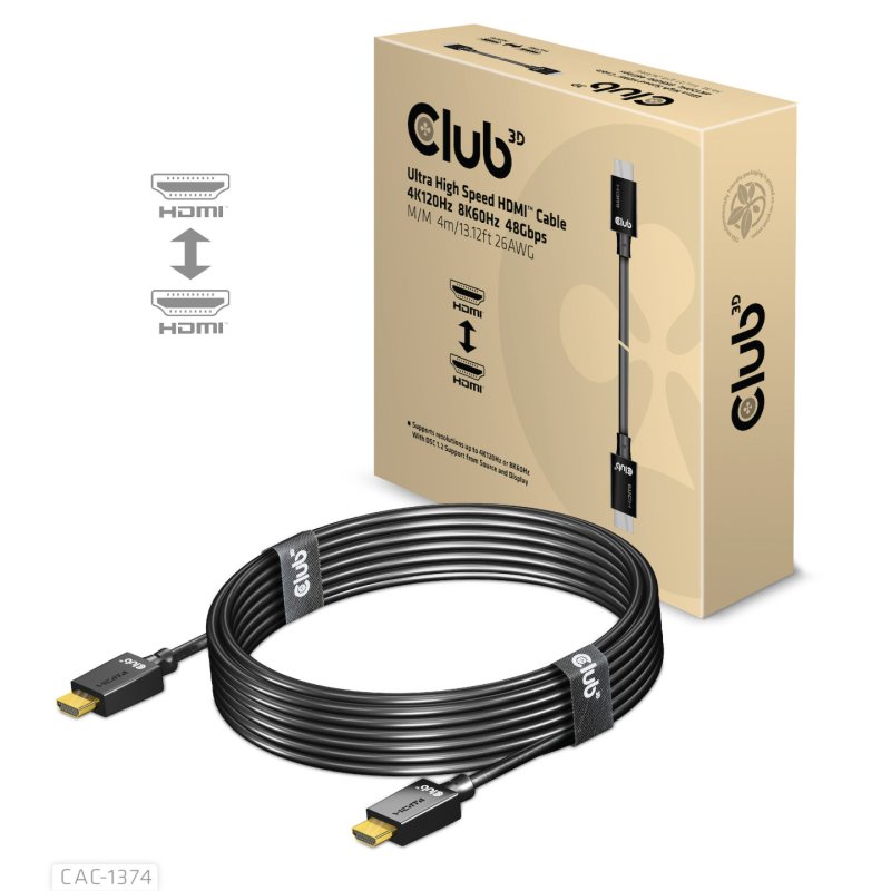 CLUB3D CAC-1374 câble HDMI 4 m HDMI Type A (Standard) Noir
