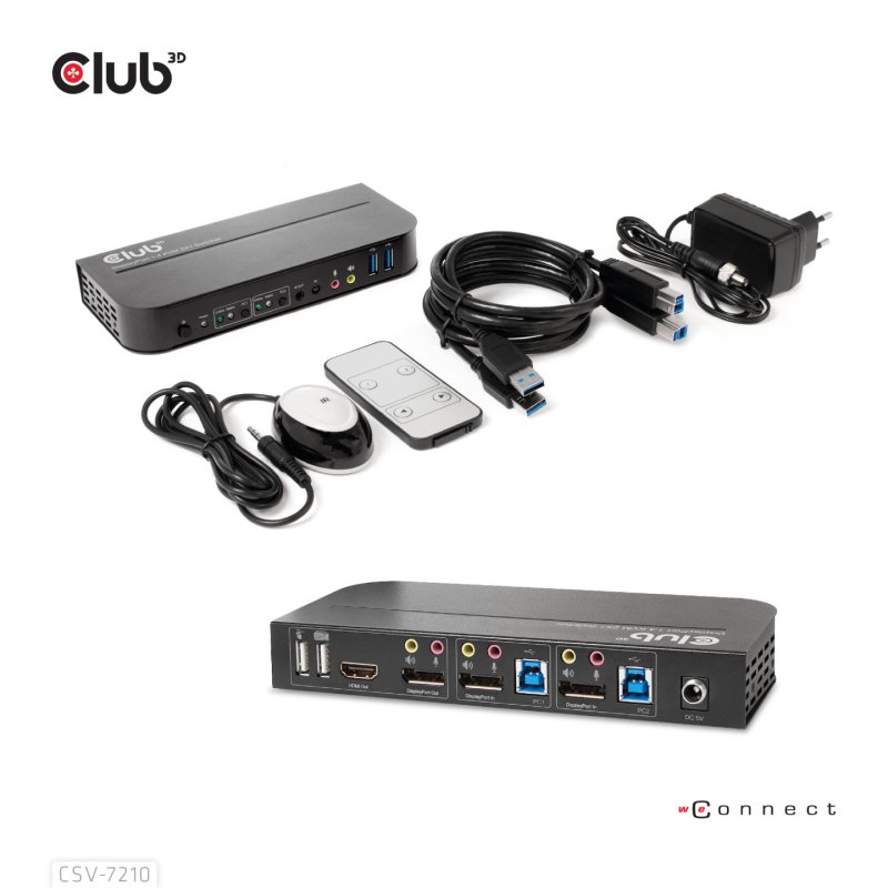 CLUB3D CSV-7210 commutateur écran, clavier et souris Noir