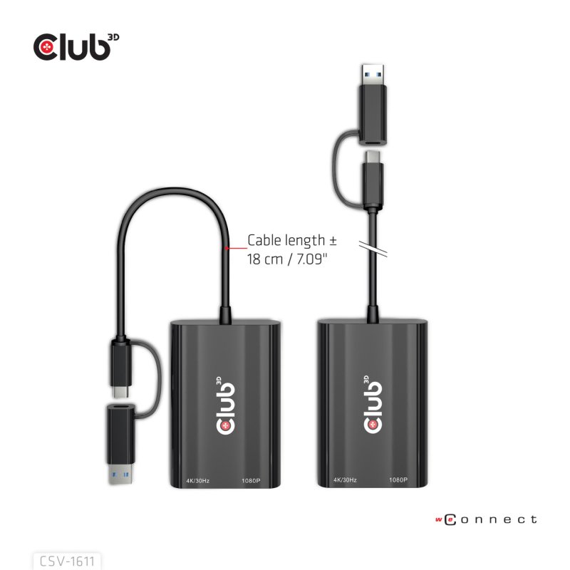 Club3D Adapter USB Typ C/A HDMI / VGA St/Bu