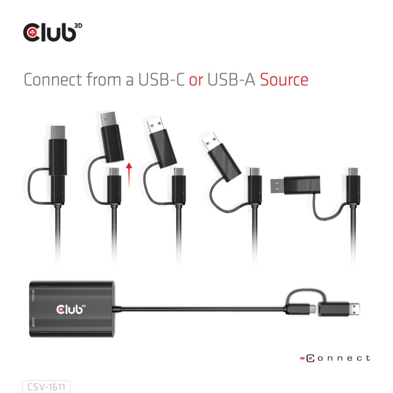 Club3D Adapter USB Typ C/A HDMI / VGA St/Bu