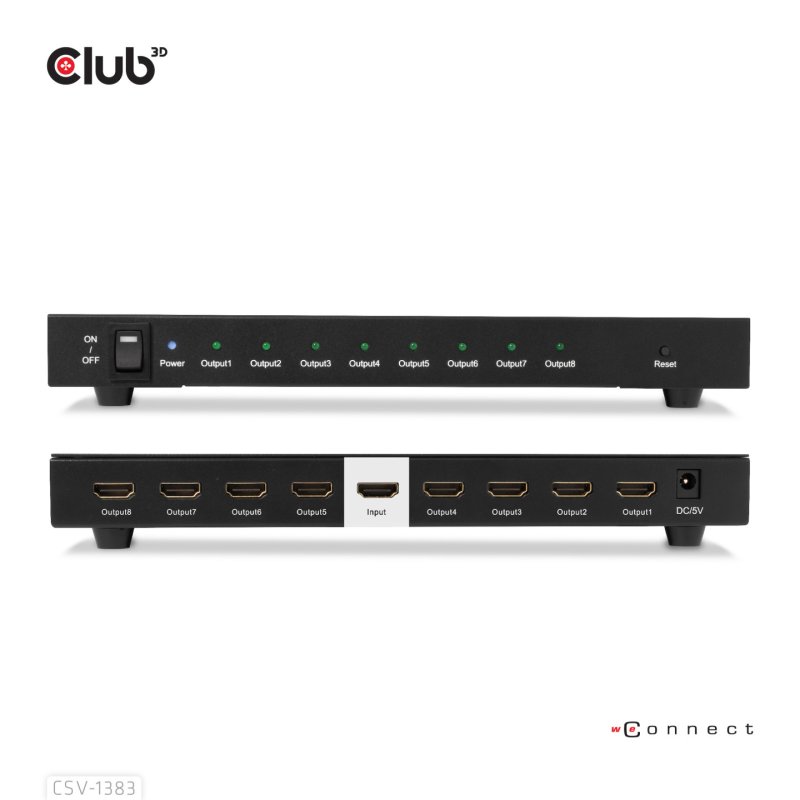 CLUB3D CSV-1383 répartiteur vidéo HDMI 8x HDMI