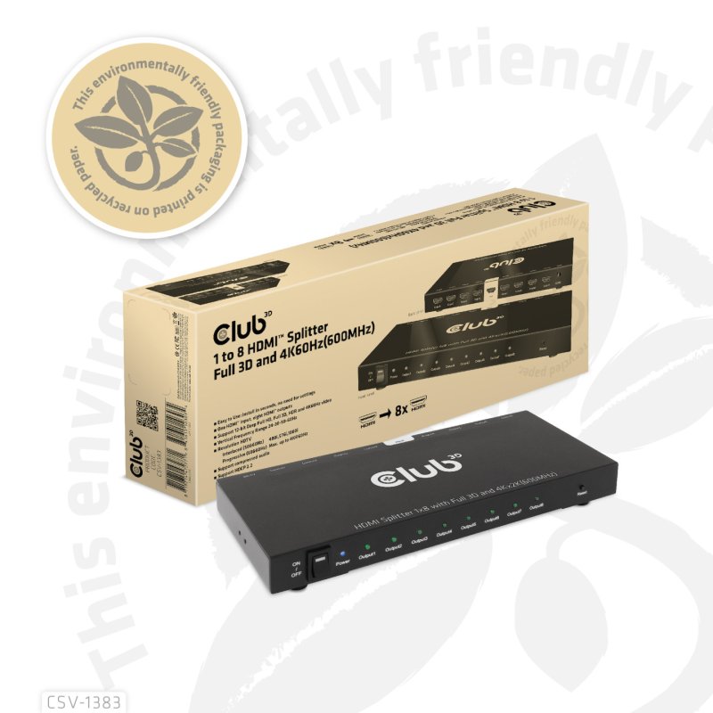 CLUB3D CSV-1383 répartiteur vidéo HDMI 8x HDMI