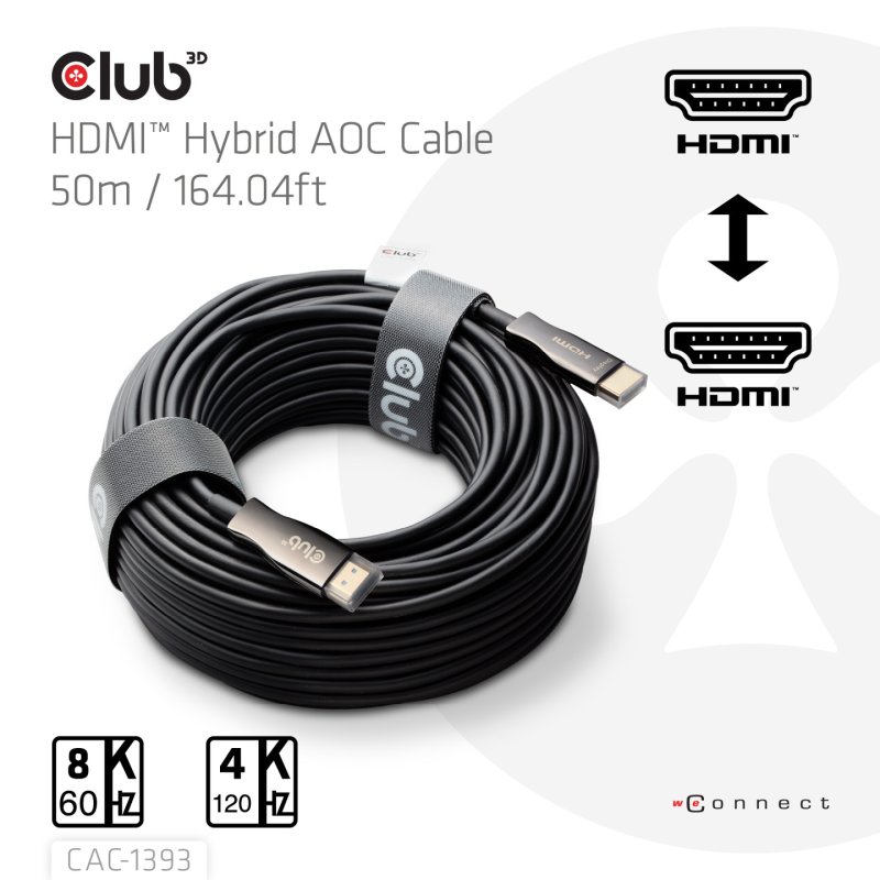 Club3D HDMI-Kabel A - A 2.1 aktiv opt. 8K60Hz UHD 50 Meter retail