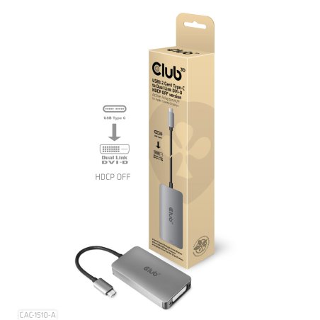 Club3D Adapter USB 3.2 Typ C DVI-D HDCP Off aktiv St/Bu