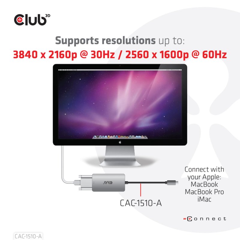 CLUB3D CAC-1510-A câble vidéo et adaptateur 0,25 m USB Type-C DVI Gris