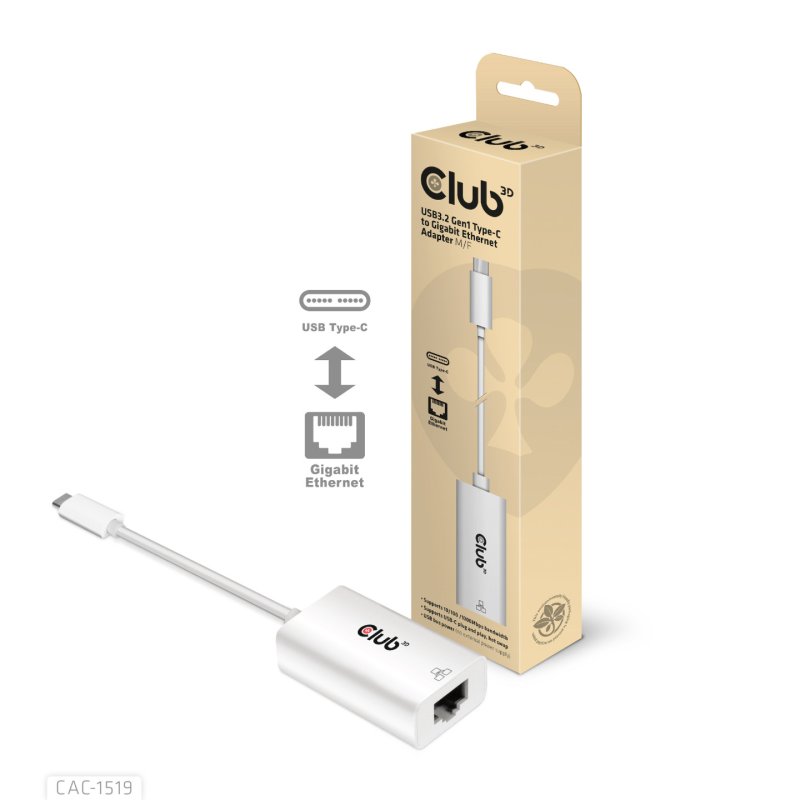 CLUB3D CAC-1519 changeur de genre de câble USB-C RJ-45 Blanc