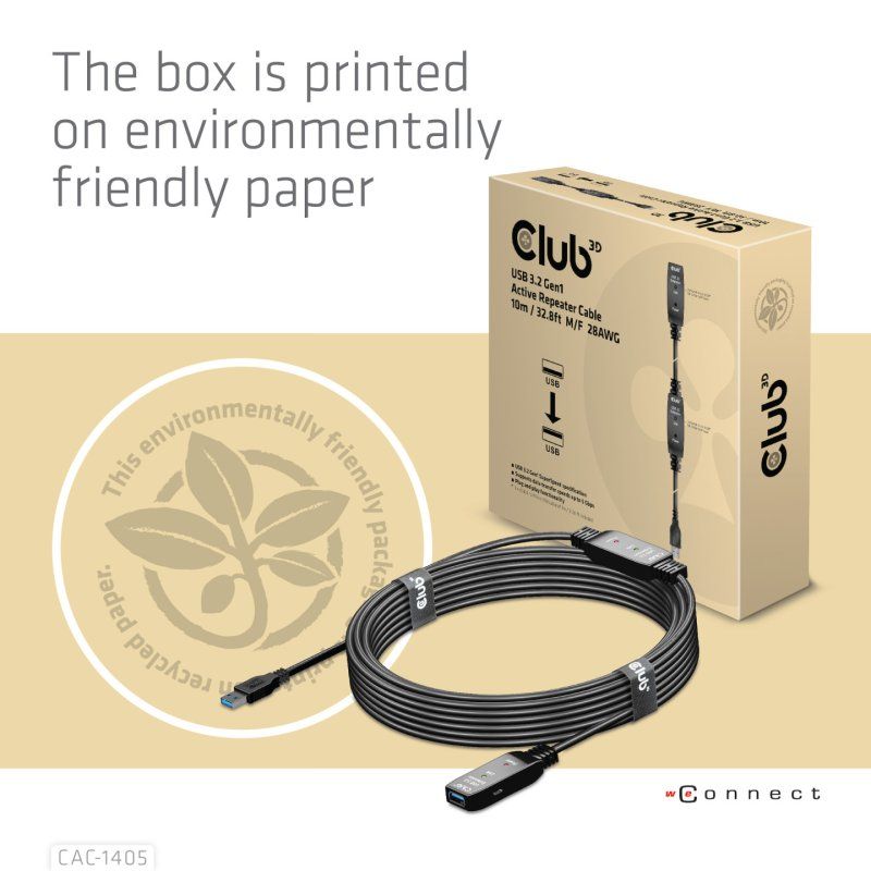 CLUB3D CAC-1405 câble USB USB 3.2 Gen 2 (3.1 Gen 2) 10 m USB A Noir