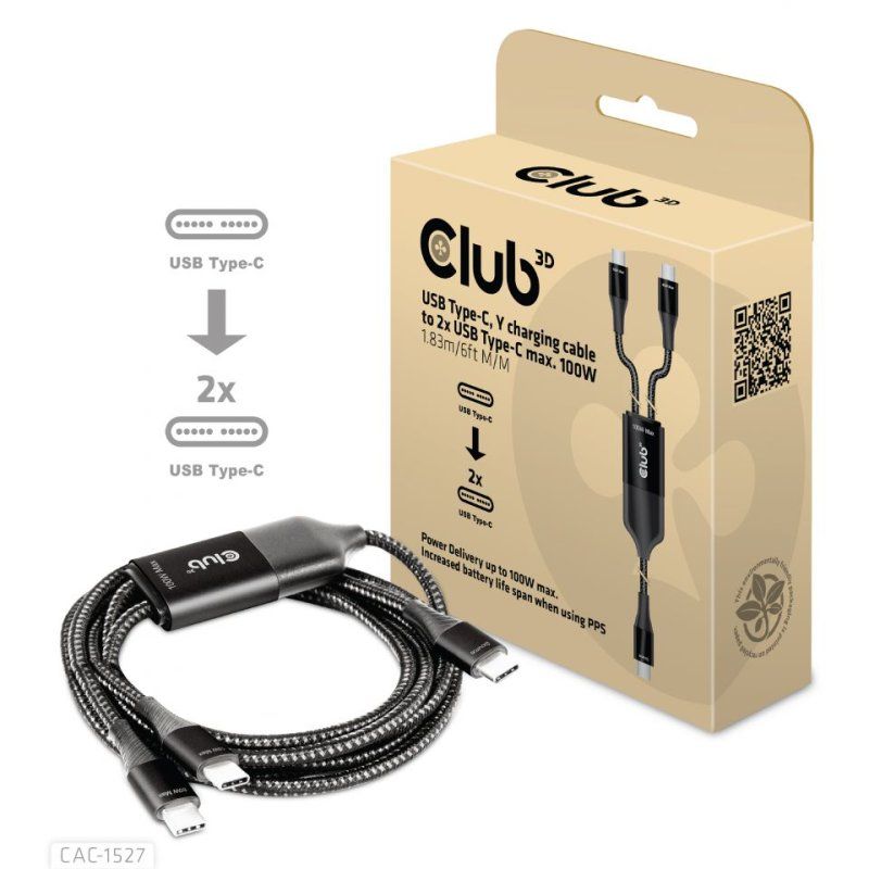 CLUB3D CAC-1527 câble USB 1,83 m USB C 2 x USB C Noir
