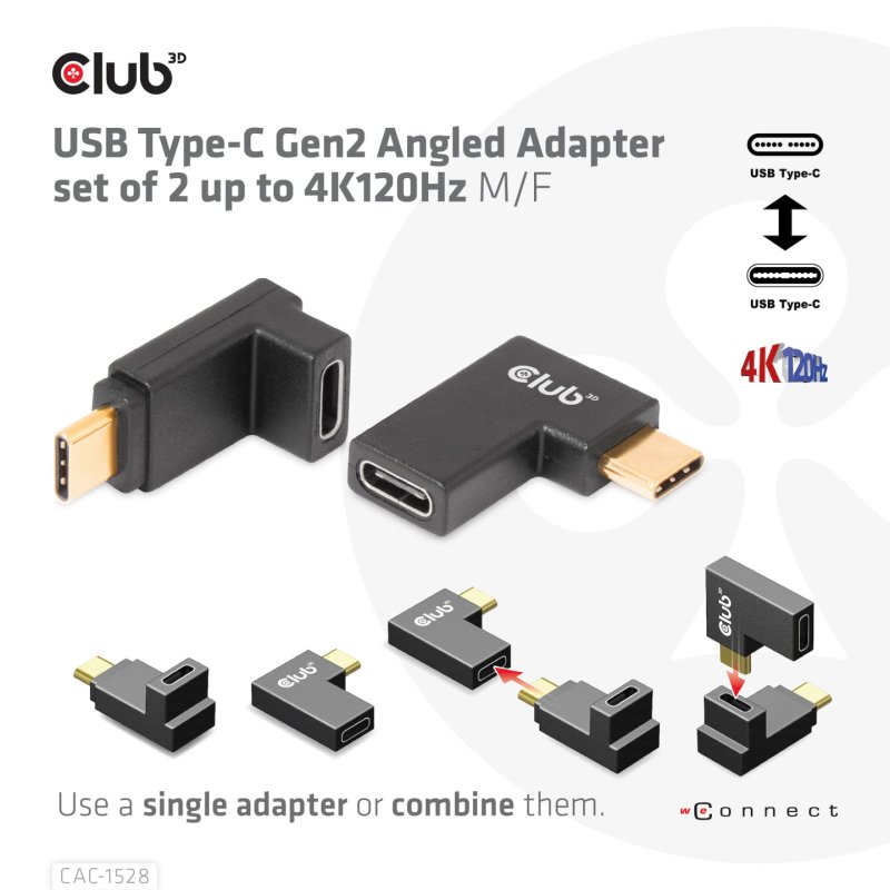Club3D Adapter USB 3.2 Typ C USB 3.2 Typ C gewinkelt St/Bu