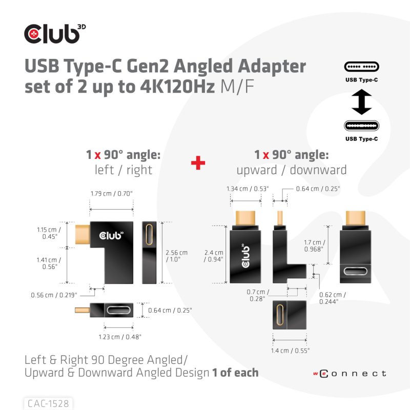 CLUB3D CAC-1528 changeur de genre de câble USB C