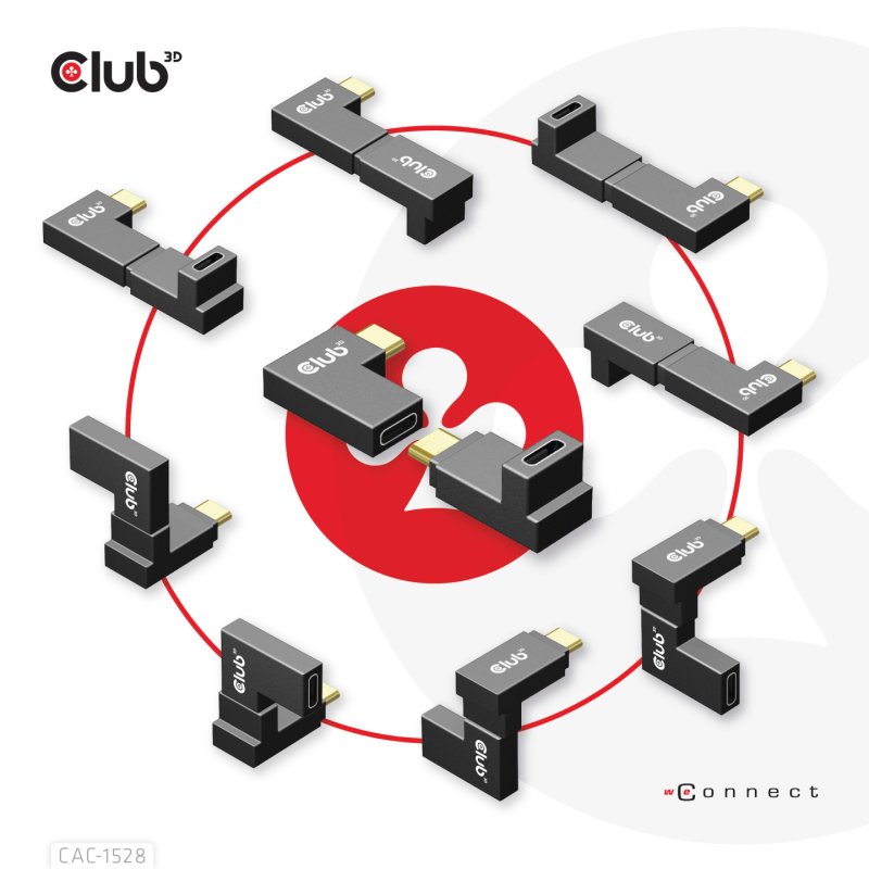Club3D Adapter USB 3.2 Typ C USB 3.2 Typ C gewinkelt St/Bu