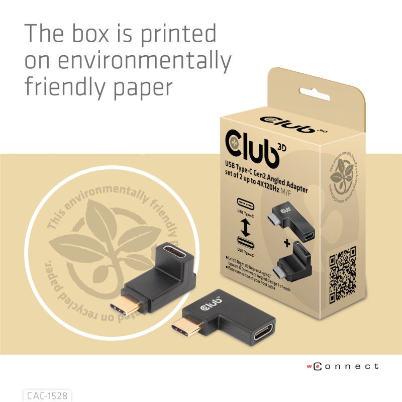 Club3D Adapter USB 3.2 Typ C USB 3.2 Typ C gewinkelt St/Bu