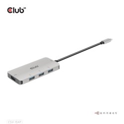 CLUB3D CSV-1547 hub & concentrateur USB 3.2 Gen 2 (3.1 Gen 2) Type-C 10000 Mbit/s Noir, Argent