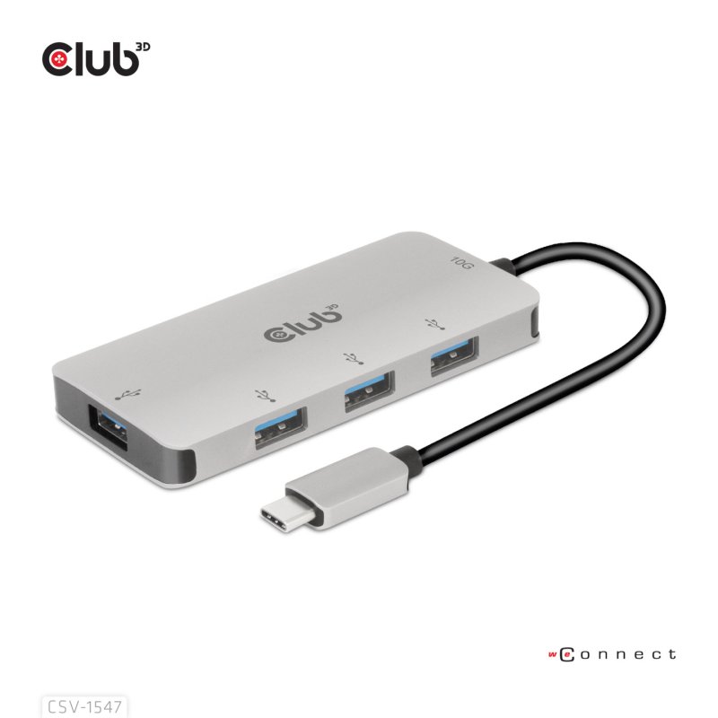 CLUB3D CSV-1547 hub & concentrateur USB 3.2 Gen 2 (3.1 Gen 2) Type-C 10000 Mbit/s Noir, Argent