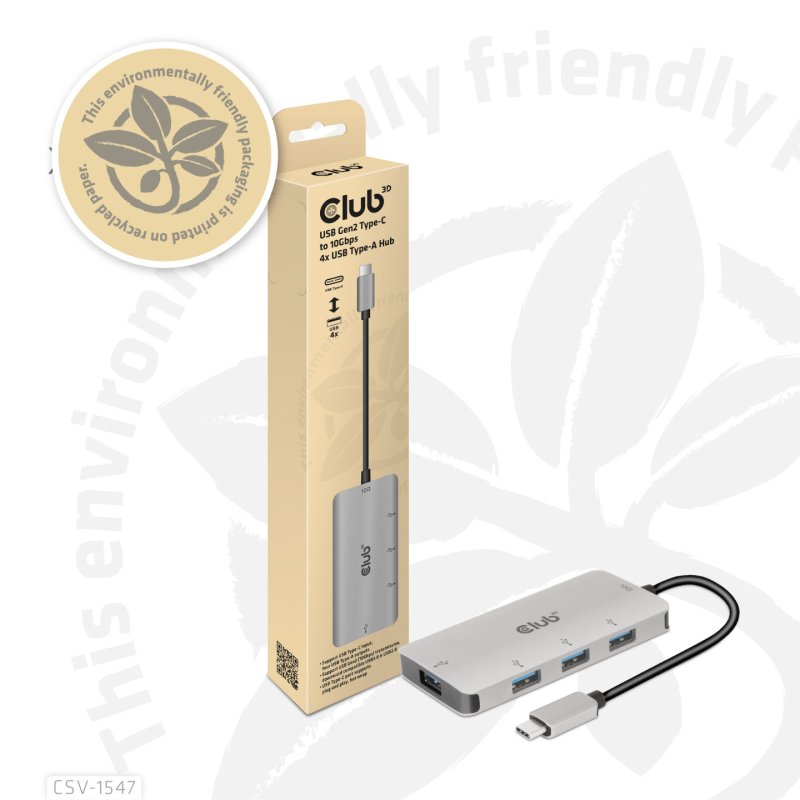 CLUB3D CSV-1547 hub & concentrateur USB 3.2 Gen 2 (3.1 Gen 2) Type-C 10000 Mbit/s Noir, Argent