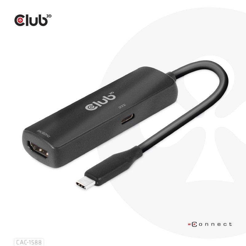 CLUB3D CAC-1588 câble vidéo et adaptateur 0,17 m USB Type-C HDMI Noir