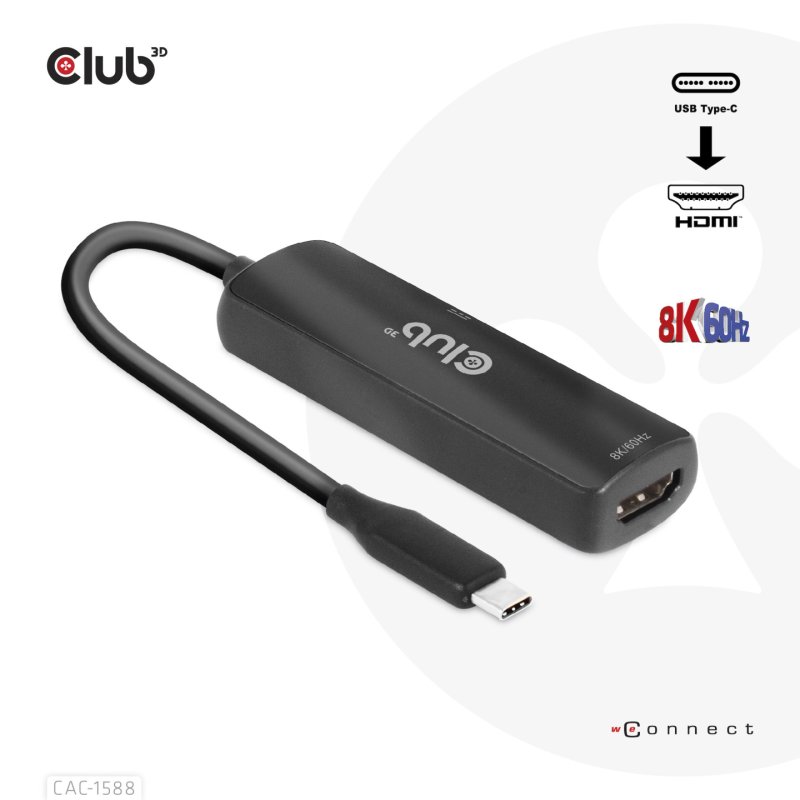 CLUB3D CAC-1588 câble vidéo et adaptateur 0,17 m USB Type-C HDMI Noir