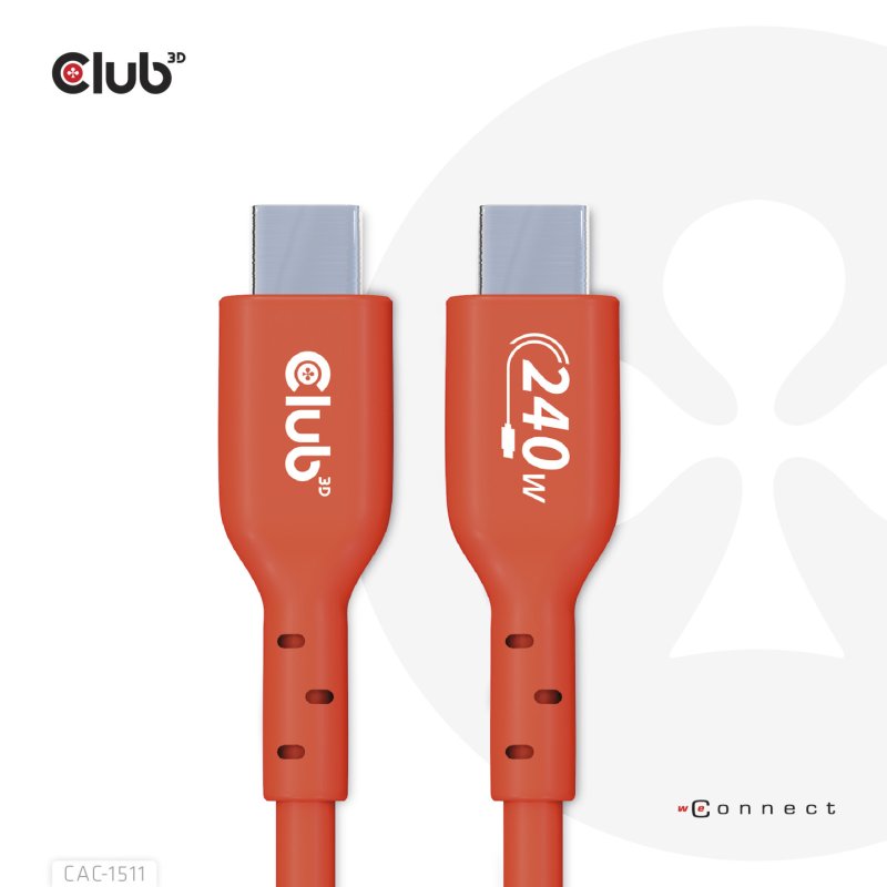 CLUB3D CAC-1515 câble USB USB 2.0 4 m USB C Orange, Rouge