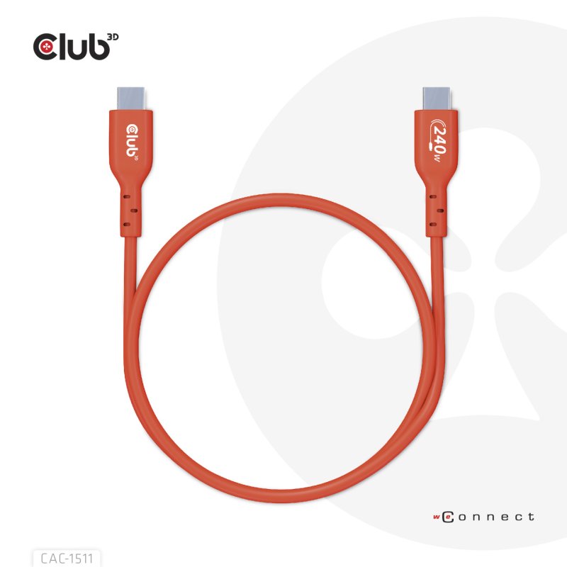 CLUB3D CAC-1515 câble USB USB 2.0 4 m USB C Orange, Rouge