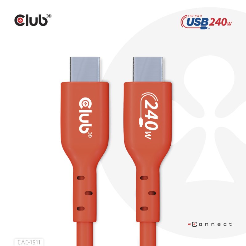 CLUB3D CAC-1515 câble USB USB 2.0 4 m USB C Orange, Rouge