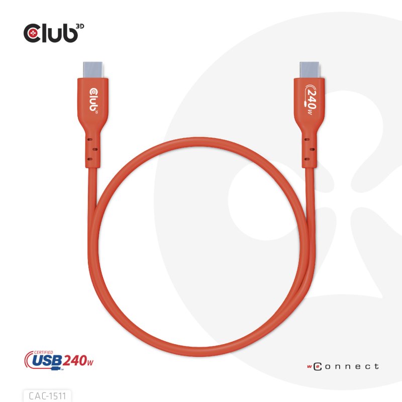 CLUB3D CAC-1515 câble USB USB 2.0 4 m USB C Orange, Rouge