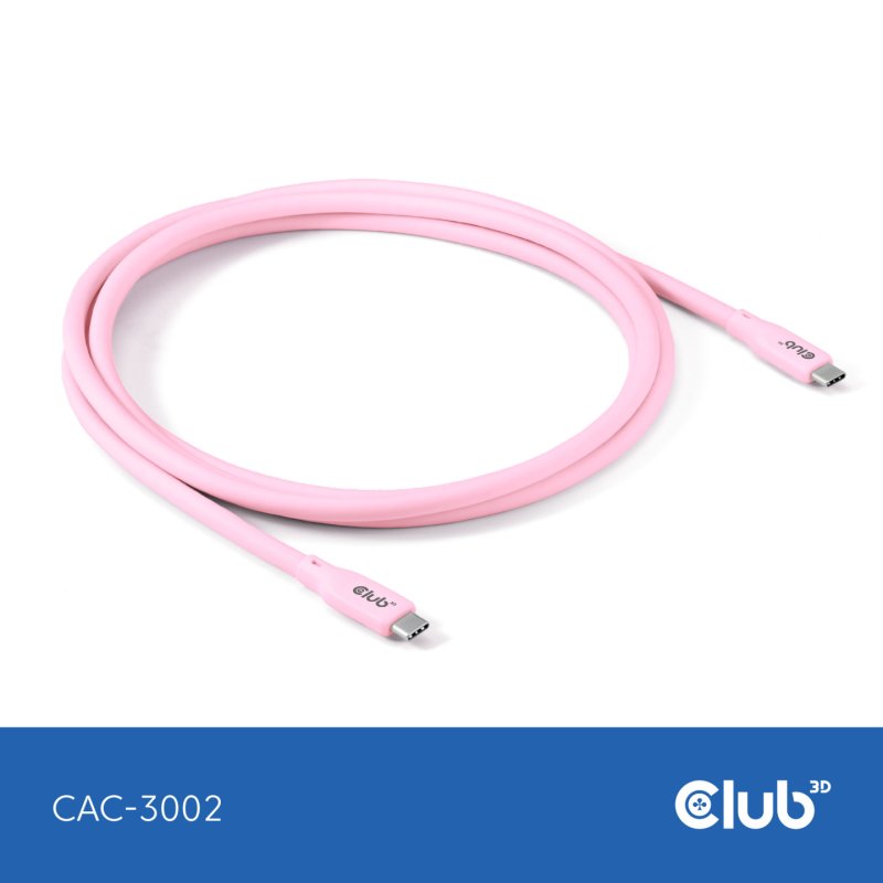 Club3D Lifestyle USB-C Kabel PD 240W.20Gbps 2m pink St/St