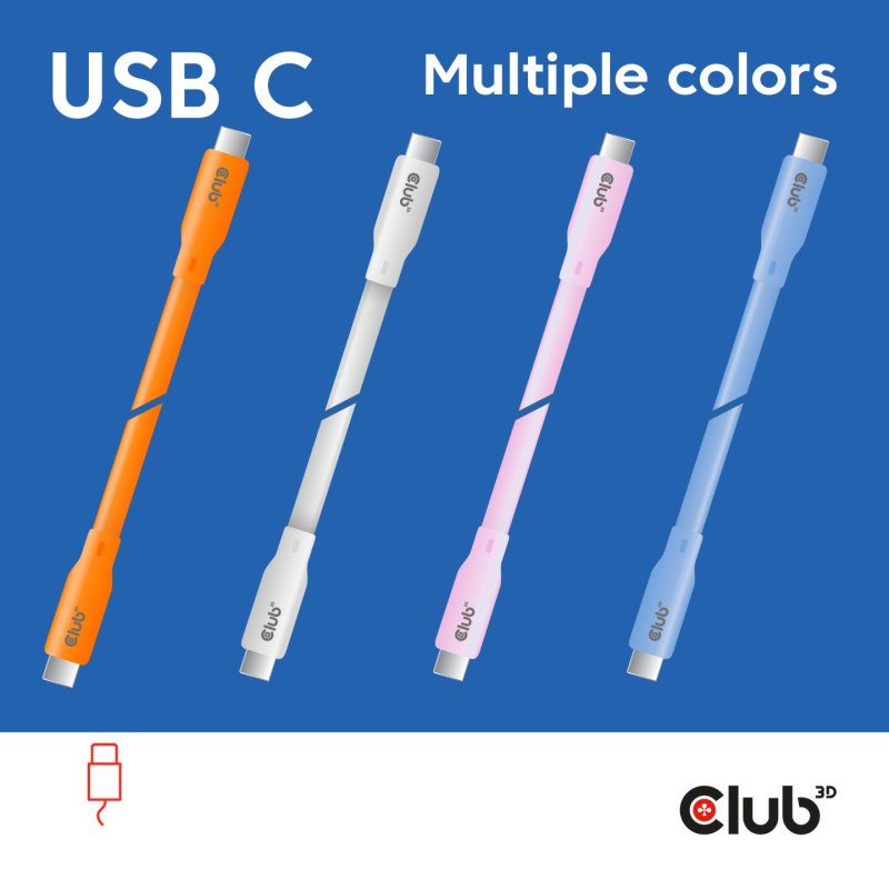 Club3D Lifestyle USB-C Kabel PD 240W.20Gbps 2m blau St/St