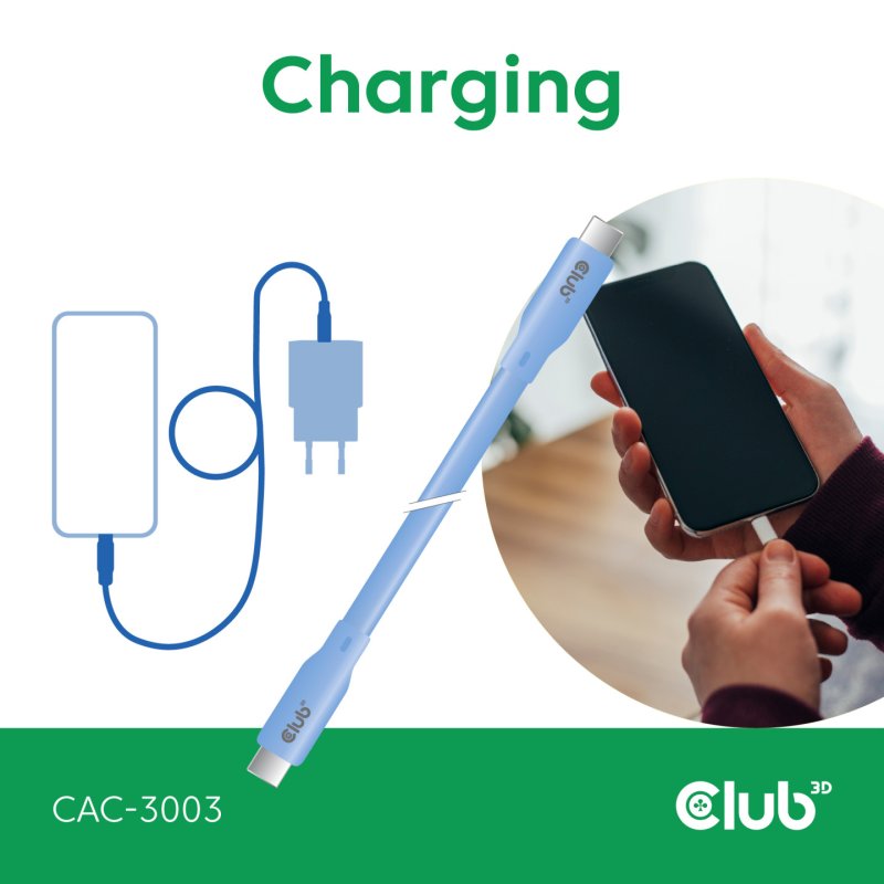 CLUB3D USB C cable blue