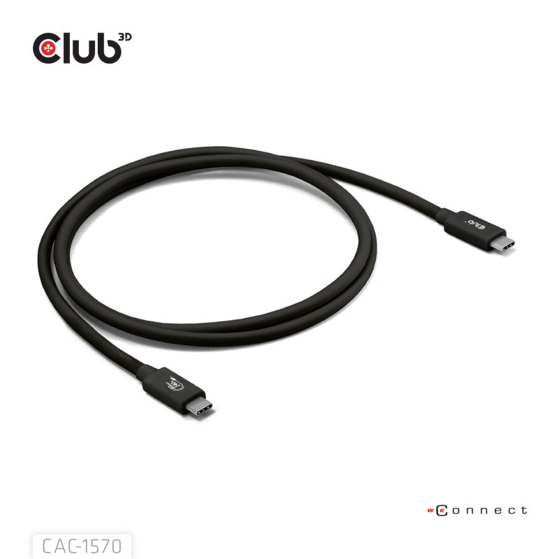 CLUB3D USB 80Gbps Certified 240W 8K240Hz Type-C 1.2m / 3.94ft Black Cable