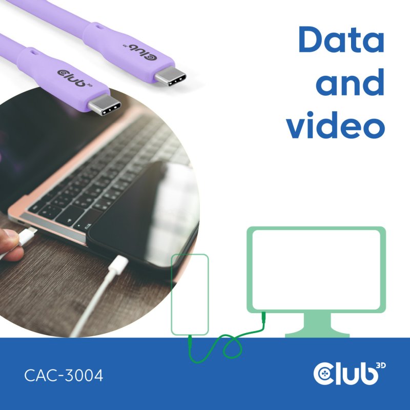 CLUB3D CAC-3004 câble USB USB4 Gen 2x2 2 m USB C Violet