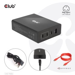 Club3D Ladegerät 3xUSB Typ C. 1xUSB Typ A. PD 132W. GaN retail