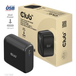 CLUB3D Travel Charger 100 Watt GAN technology, USB-IF TID certified, Single port USB Type-C, Power Delivery(PD) 3.0