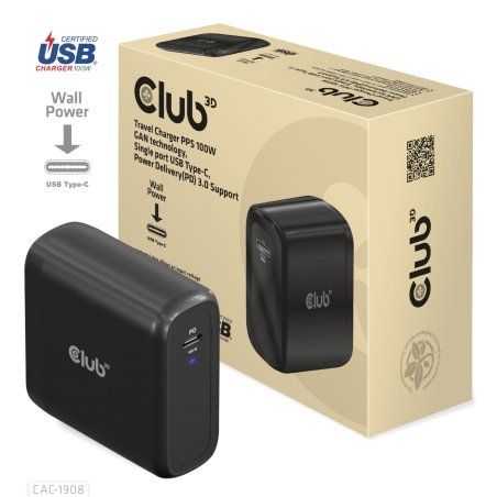 CLUB3D CAC-1908 chargeur d'appareils mobiles Manettes de jeu, Ordinateur portable, Téléphone portable, Ordinateur