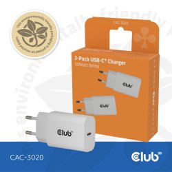 Club3D Lifestyle Ladegerät USB-C 30Watt. 2Stk weiß retail
