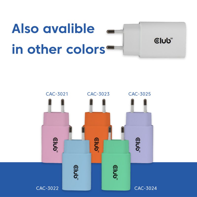 CLUB3D 2-Pack USB C Charger 30 Watt Whit