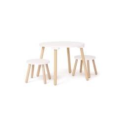 Kids Concept - Stool and Table Set - White - 77x77x46 cm