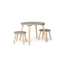 Kids Concept - Stool and Table Set - Light Brown - 77x77x46 cm