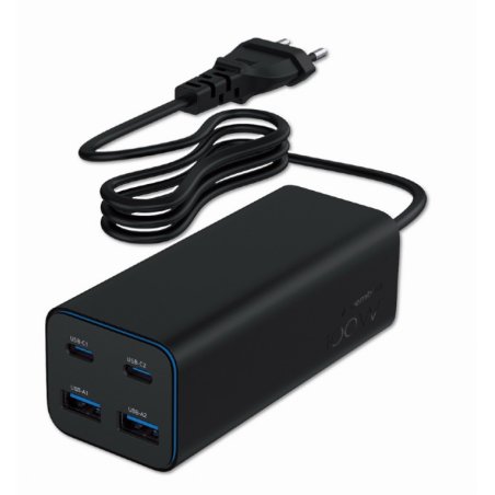 CARGADOR RAPIDO GEMBIRD USB POWERDELIVERY GAN DE 4 PUERTOS 100 W NEGRO