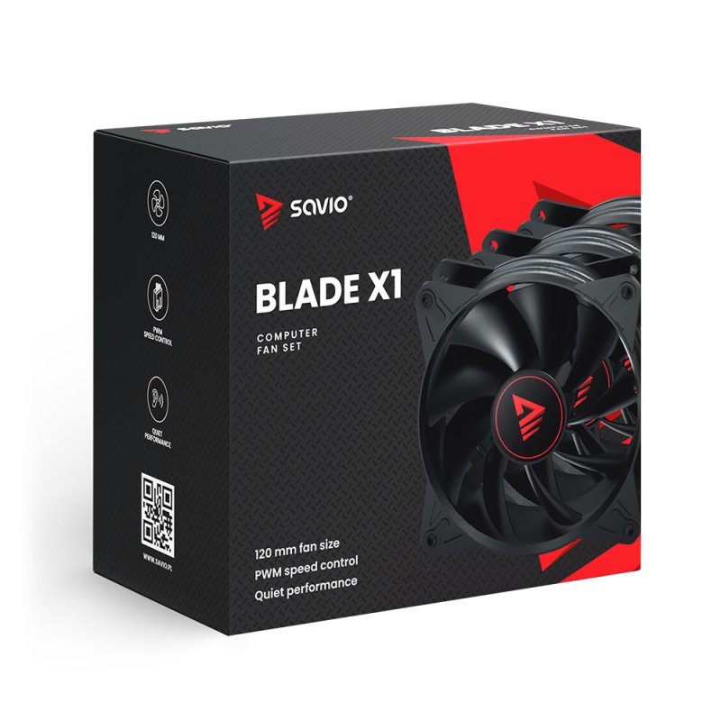 SAVIO Fan Set BLADE X1 SET 3 x 120mm 4-pin PWM black
